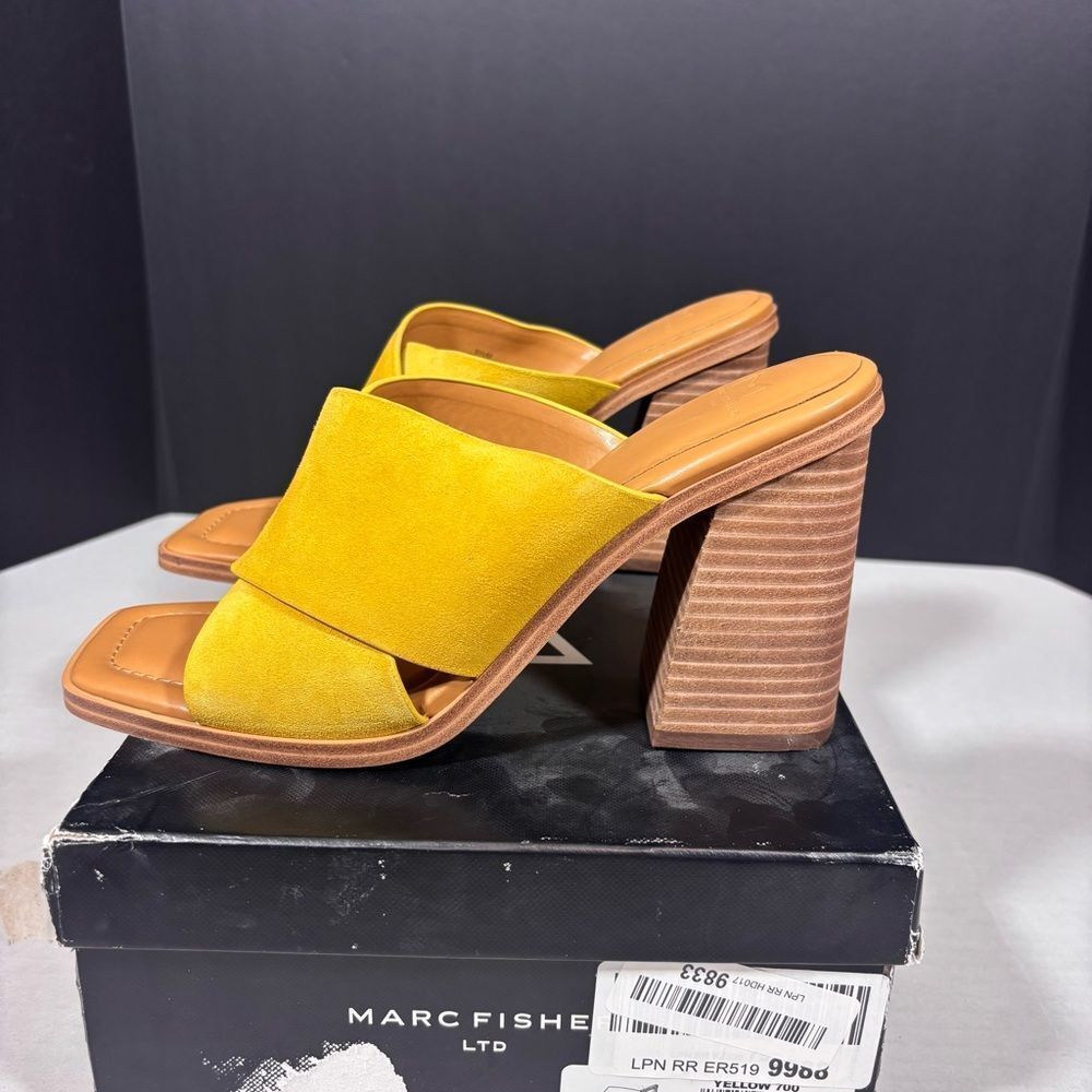Marc Fisher Barli Sandal Yellow/Gold Size 9.5 NEW in box - Picture 6 of 12